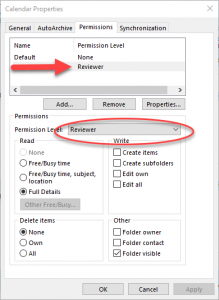 Exchange Calendar Permission